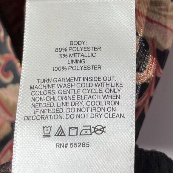 EXPRESS Top Womens Small S Metallic Gold Red Floral Peplum Blouse NEW Faux Wrap - Picture 9 of 10